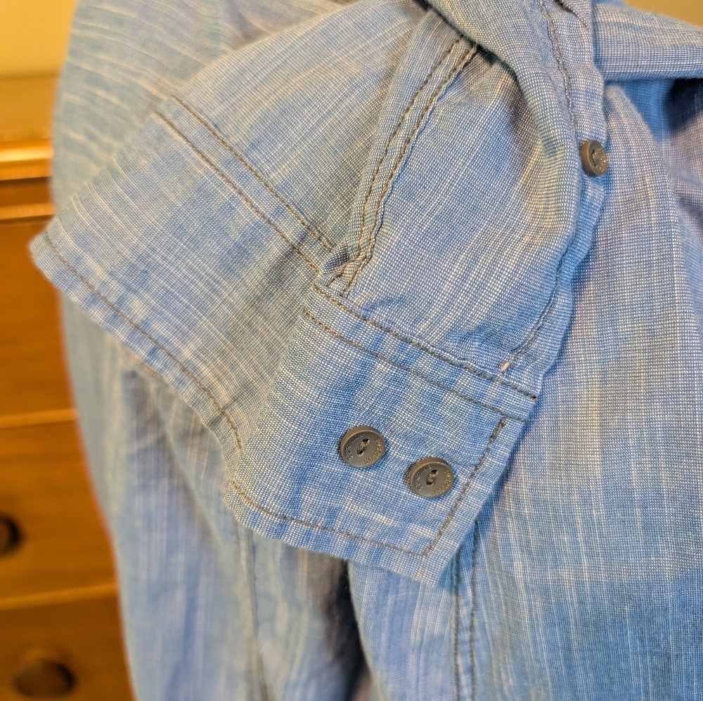 Surplus Custom Co. Mens Western Double Pocket Blue Button Down - Picture 8 of 10